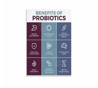 RNUMLIGH The Probiotics Poster A Guide to Your Microbiome Science Canvas Wall-Art for Living Room Bedroom and Home Office(Unframed,16x24inch(40x60cm))