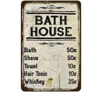 RNUMLIGH Vintage Bath House Reminder Metal Tin Sign for Shower Room Shave Rustic Farmhouse Bathroom Wall Plaque 8 X 12 in