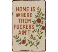 RNUMLIGH Vintage Funny Metal Sign Go Away Humorous Cross Stitch Style Aluminum Wall-Art for Home Door 8 X 12 in