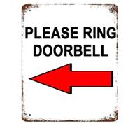 RNUMLIGH Vintage Red Left Arrow Doorbell Sign Ring Metal Decor For House Garden Restaurant Patio 8 X 12 in