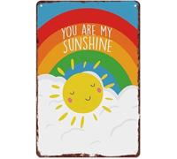 RNUMLIGH Vintage You Are My Sunshine Cute Sun Rainbow Aluminum Sign for Wall Decor in Nursery or Bedroom 8 X 12 in