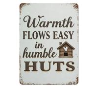 RNUMLIGH Weathered Warmth Easy In Huts Metal Tin Sign Rustic Lodge Wall Plaque For Cabin Basement Game Room Lounge 8 X 12 inch