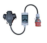 RoadEu | Adaptateur CEE 32A 5P vers Triple Prise 230V 2P+E | Coffret IP44 avec 3 Disjoncteurs C16 | Câble Caoutchouc 1 m | Distribution Sécurisée pour Chantier & Camping