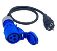 RoadEu - Adaptateur pour Caravanne - fiche mâle 2P+T + fiche Femelle CEE - Câble en Caoutchouc 3m Cordon Adaptateur