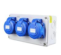 RoadEu - Bloc de prises murales 3x 230V 16A IP67 Étanche, Coffret électrique extérieur avec couvercles, Boîtier de distribution prêt à l’emploi