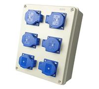 RoadEu - Boîtier électrique 230V avec 6 prises 16A - Coffret de distribution mural IP54 - Prises extérieures avec couvercles - Pré-câblé - Utilisation en intérieur et extérieur