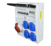 RoadEu - Coffret CEE IP44 : 16A 5P + 4 prises 2P+T 230V, compteur MID triphasé 100A et 5 disjoncteurs C16A