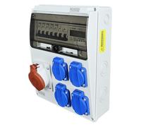 RoadEu - Coffret CEE IP44 : 32A 5P + 4 prises 2P+T 230V, compteur MID triphasé 100A, 5 disjoncteurs