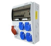 RoadEu - Coffret CEE IP44 : 32A 5P + 4 prises 2P+T 230V, différentiel 30mA et 5 disjoncteurs C32A/C16A