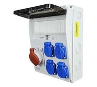 RoadEu - Coffret de chantier IP44 avec CEE 16A 5P et 4 prises 2P+T 230V, précâblé sans disjoncteur ni différentiel