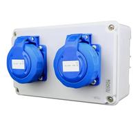 RoadEu | Coffret de Distribution Étanche IP67 - Double Prise 230V 16A avec Terre | Prise Murale pour Chantier, Jardin et Extérieur
