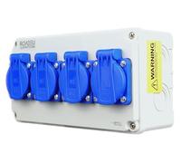RoadEu - Coffret de prises 230V IP44 | Boîtier mural 4 prises 16A pré-câblé | Atelier, garage & chantier