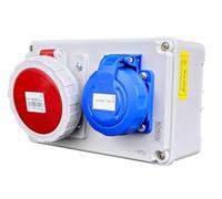 RoadEu | Coffret de Prises Électriques IP67 Étanche - Prise 230V + Prise CEE 16A 5P 400V | Boîtier de Distribution Murale Précâblé pour Jardin, Atelier, Garage ou Chantier
