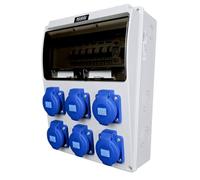 RoadEu Coffret électrique 230V IP44 avec différentiel et 6 prises 2P+T | 6 disjoncteurs C16A 1P+N 6kA certifiés VDE, câblage 2,5 mm², bornes N+PE et PG16