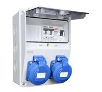 RoadEu | Coffret Électrique IP66 avec 2 Prises 230V & Disjoncteur Différentiel + 2x C16A | Tableau de Distribution Précâblé pour Extérieur, Atelier & Chantier