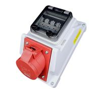 RoadEu Coffret mural IP44 avec disjoncteur 4P | Prise CEE 16A 5P 400V | Pré-câblé 2,5 mm² | conforme NF C 15-100 | Atelier & chantier