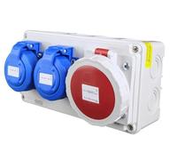 RoadEu IP67 - Coffret de Distribution Étanche 2x Prises 230V avec terre + 1x Prise CEE 16A 5P, Boîtier Électrique Extérieur Précâblé pour Jardin, Atelier et Chantier