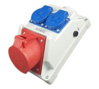 RoadEu - Prise industrielle Murale combinée adaptateur 32A 5P, 2x 230V, prises PCE, distributeur de courant IP44