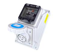 RoadEu | Prise Murale CEE 16A 3P 230V (P17 Bleue) IP66 Étanche | Coffret Électrique Précâblé avec Différentiel 40A Type A & Disjoncteur 1P+N 16A | Certifié VDE | Idéal Extérieur & Milieux Humides