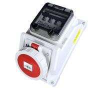 RoadEu | Prise Murale CEE 32A 5P (Triphasée 400V) IP66 Étanche | Coffret Électrique Précâblé avec Disjoncteur 4P 32A | Certifié VDE | Idéal Industrie Lourde, Agriculture