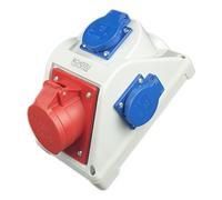 RoadEu - Prise Murale Combinée CEE 16 A 5P avec 3 prises 230 V et prise dans un boîtier Double prise pour extérieur et chantier, ateliers et usines IP44