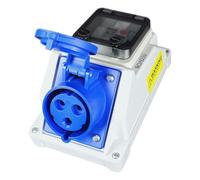 RoadEu - Prise Murale Saillie Fixe CEE 32A et disjoncteur différentiel - Prise monophasée 230V 3P avec interrupteur, prise murale avec disjoncteur, idéal pour les ateliers, les garages et les usines