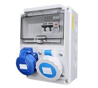 RoadEu Répartiteur de courant | Coffret de Distribution IP66 avec Prise 230V & Prise CEE 16A 3P | Tableau Électrique Précâblé avec Protections Intégrées | Pour Jardin, Atelier & Chantier