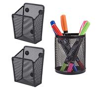 RoadLoo Porte Stylo Magnétique, 3 pièces Noir Maille Paniers de Rangement Organiseurs MagnétiquesAvec Aimanté Forts pour Frigo Cuisine Organisateur Bureau Accessoires Stockage Stylo Crayon École