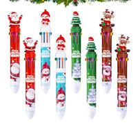 RoadLoo Stylo à bille de Noël, 8 Pièces 10 Couleurs Stylo de Noël Bâtons Stylo Noel Stylo à Bille Rétractable Multicolore Stylos à Encre Gel De Noël pour Cadeaux Noël Étudiants Fournitures Scolaires
