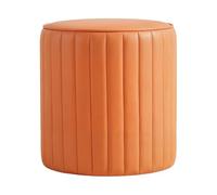 Roadoor Tabouret Pouf Citrouille, Repose-Pieds Rembourré avec Mousse Haute Densité et Cadre en Bois, Siège d'Appoint Léger sans Montage pour Salon, Chambre, Bureau, Entrée et Décoration Orange