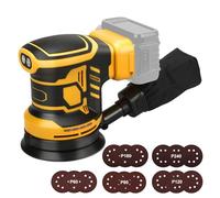 Roadtime 125mm Ponceuse Excentrique pour DeWalt 20V Battery(San Batteries) | Ponceuse Orbitale aléatoire sans fil, 3 vitesses 7000-11000pm avec récipient de capture de poussière et 15 papier de verre
