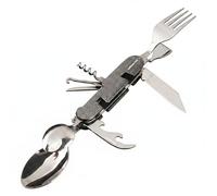 Roam Savage Outil Multifonction Camping en Acier Inoxydable, Couverts Pliables avec Couteau, Tire-Bouchon et Ouvre-Boîte, Kit Portable pour Randonnée, Backpacking et Outdoor