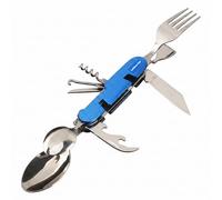 Roam Savage Outil Multifonction Camping en Acier Inoxydable, Couverts Pliables avec Couteau, Tire-Bouchon et Ouvre-Boîte, Kit Portable pour Randonnée, Backpacking et Outdoor