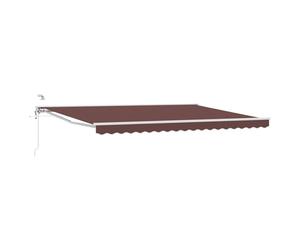Roanoer Auvent à bras articulé marron blanc 4,5 x 3 m avec télécommande | Pare-soleil élégant pour terrasse et jardin avec réglage en continu par manivelle ou en appuyant sur un bouton.