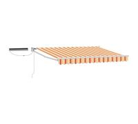 Roanoer Auvent solaire extensible multicolore 3,5 x 2,5 m terrasse | Offre une ombre agréable sur les balcons et la piscine. Avec panneau solaire, télécommande et manivelle supplémentaire.