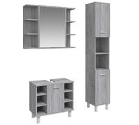 Roanoer Ensemble de meubles de salle de bain gris Sonoma 3 pièces avec meuble sous lavabo 60 x 32 x 53 5 cm Armoire miroir 80 cm Armoire sur pied 179 cm Design moderne et durabilité pour petites