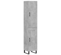 Roanoer Highboard Lot de 2 meubles hauts gris béton 34,5 x 34 x 180 cm | Armoire haute fine aspect béton pour salon et couloir avec beaucoup d'espace de rangement derrière les portes et pieds