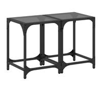 Roanoer Lot de 2 tables basses avec plateau en verre Noir 30 x 30 x 40 cm | Table duo élégante pour salon et chambre à coucher avec structure en acier robuste et plateau en verre facile d'entretien.