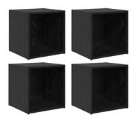 Roanoer Lot de 4 meubles TV bas suspendus au mur en bois noir 37 x 35 cm | Ensemble de 4 armoires peu encombrantes pour chambre à coucher et salon. Offre un espace de rangement élégant sur le mur.