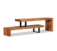 Roanoer Meuble TV bas en bois d'acacia massif 2 pièces flexible | Meuble TV flexible en bois d'acacia avec pieds en fer pour salon et chambre à coucher. Extensible et empilable.