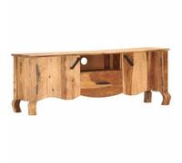 Roanoer Meuble TV bas en bois massif Marron 115 x 30 x 42 cm | Meuble bas élégant Mid-Century en bois véritable pour salon et chambre à coucher avec espace de rangement flexible et étagère