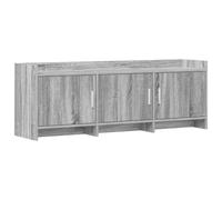 Roanoer Meuble TV bas en bois Sonoma gris 130 x 33 x 47 cm | Meuble bas moderne pour salon et chambre à coucher avec trois portes en bois et poignées métalliques robustes.