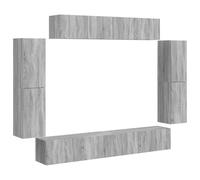 Roanoer Meuble TV bas suspendu 8 pièces - Meuble TV - Gris Sonoma | Verrou mural modulaire TV dans la chambre ou le salon pour téléviseur, lecteur multimédia et décoration avec disposition