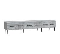 Roanoer Meuble TV gris Sonoma 147 x 34,5 x 30 cm Meuble bas avec tiroirs | Buffet moderne au look vintage avec 3 tiroirs spacieux pour chambre ou couloir, durable et facile d'entretien.
