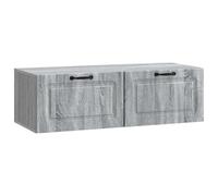 Roanoer Meuble TV mural en bois Sonoma gris 98 x 41 x 30 cm | Meuble bas flottant pour salon et chambre à coucher avec deux portes pivotantes, gestion des câbles et capacité de charge de