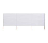 Roanoer Paravent pliable en 3 pièces - 400 x 80 cm - En tissu non tissé avec poteaux en bois - Brise-vue stable et tissu coupe-vent pour camping, plage, jardin et balcon - Blanc sable