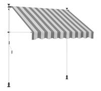 Roanoer Store enrouleur manuel - Anthracite et blanc - 250 cm - Bras articulés pour balcon et terrasse - Auvent mural avec manivelle 125 cm - Tissu polyester avec revêtement PU