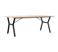 Roanoer Table à manger 200 x 100 x 75,5 cm - Structure en Y en bois massif | Grande table à manger pour salle à manger et cuisine avec plateau en bois non traité robuste et base en métal stable.