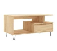 Roanoer Table basse en chêne Sonoma 90 x 49 x 45 cm | Table d'appoint élégante avec tiroir et pieds en métal pour un rangement supplémentaire dans le salon.