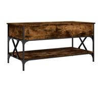 Roanoer Table basse réglable en hauteur - Chêne fumé - 100 x 50 x 50 cm | Table de salon fonctionnelle avec plateau relevable et compartiment de rangement caché pour un rangement structuré.
